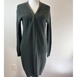 H&M Women's Small Open Long Cardigan Army/Hunter Green Casual Layering Boho